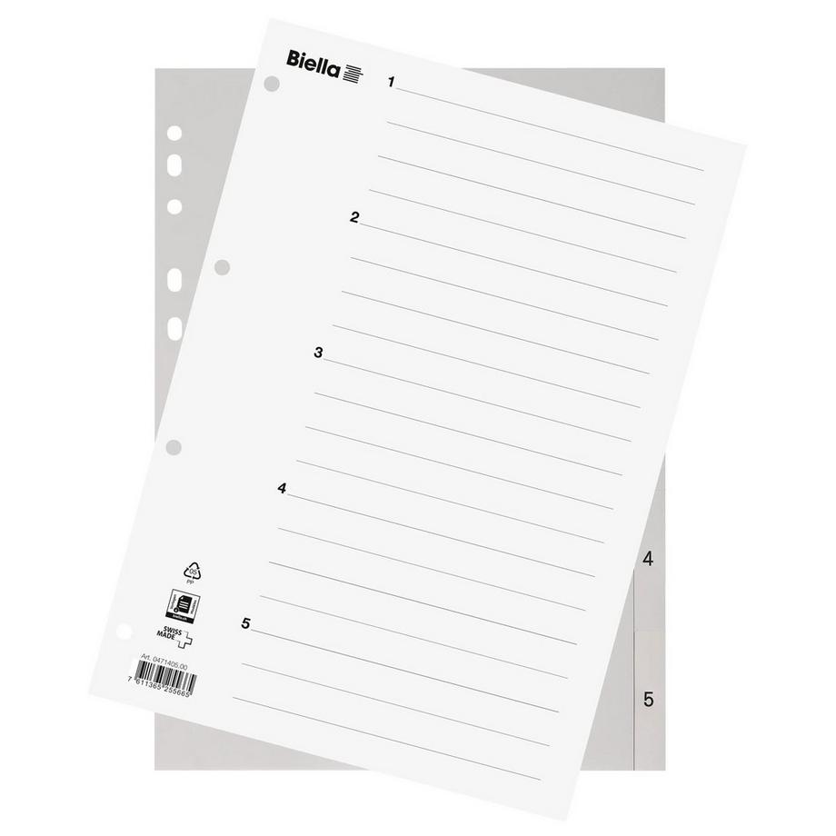Biella  PP Register, Teilung 1-5 - x 25 