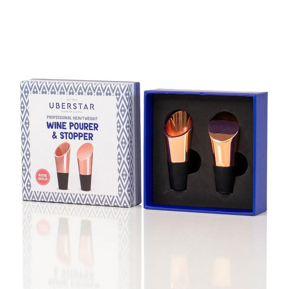 Uberstar Weinausgiesser & Weinstopper 2er Set Rosegold  