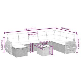 VidaXL Ensemble de canapés de jardin rotin synthétique  