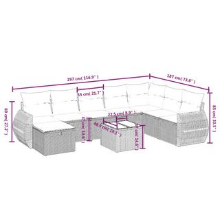 VidaXL Ensemble de canapés de jardin rotin synthétique  