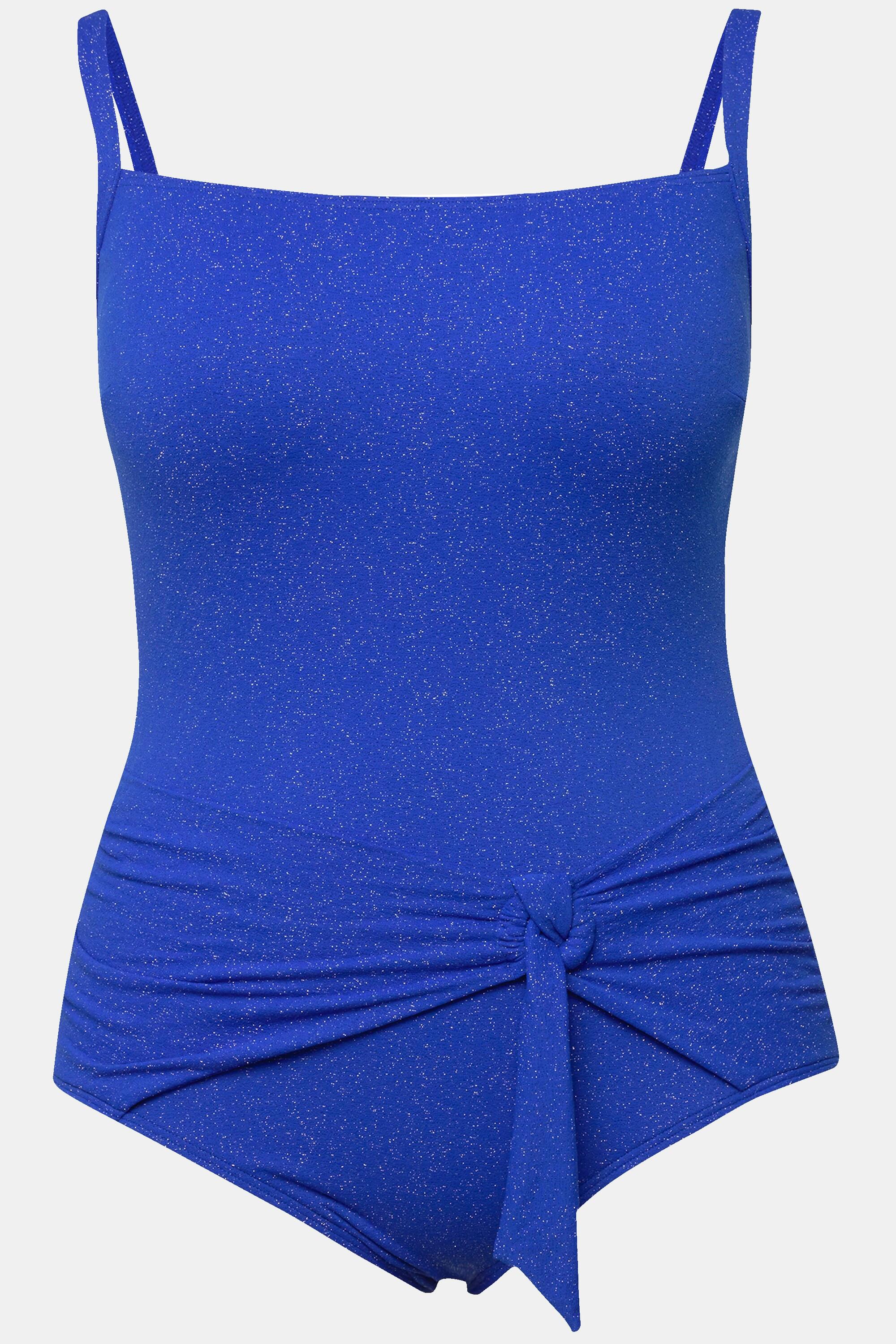 Ulla Popken Costume da bagno glitterato testurizzato coppe morbide effetto incrociato  