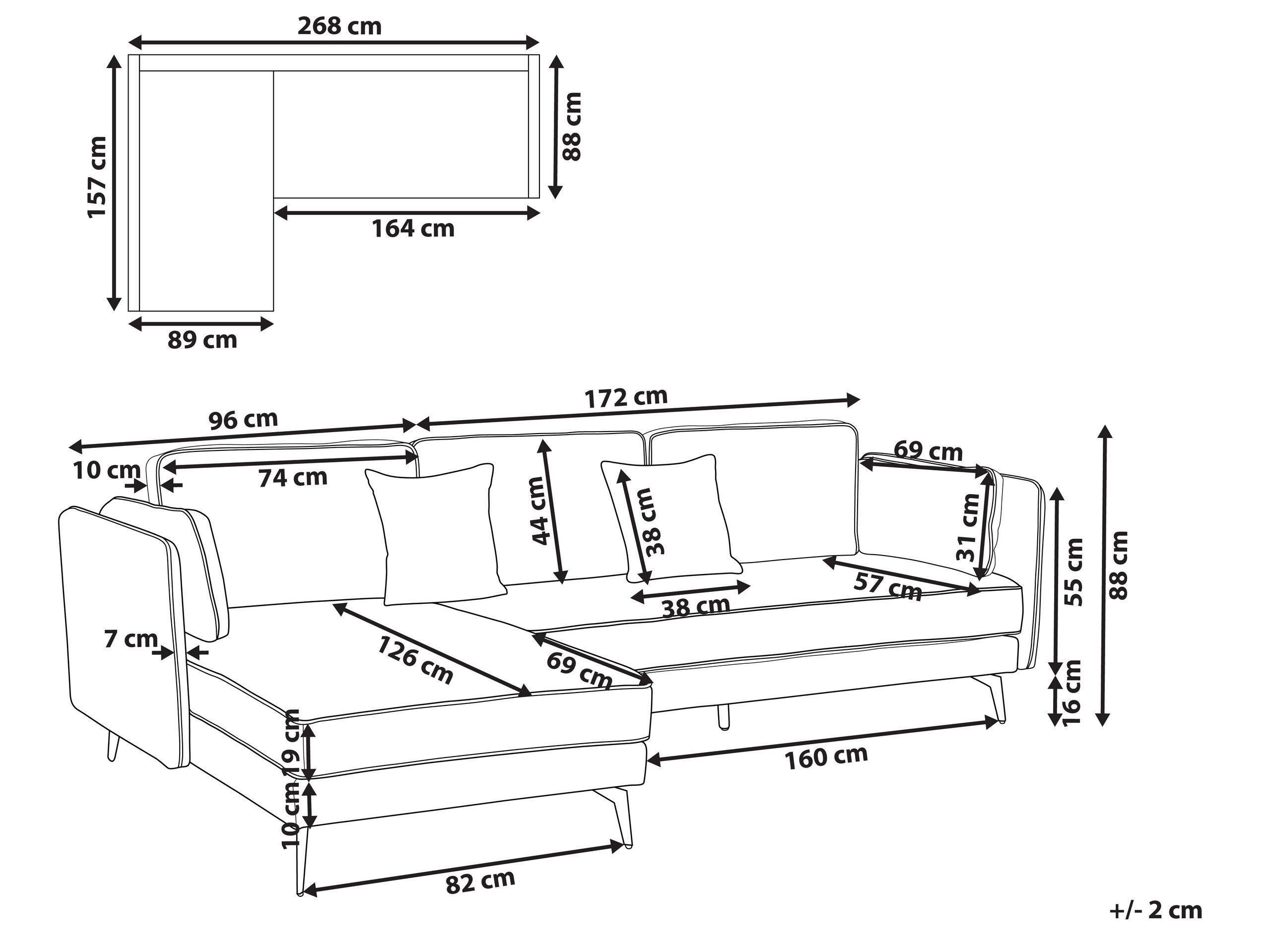 Beliani Ecksofa aus Samtstoff Modern ALTAN  