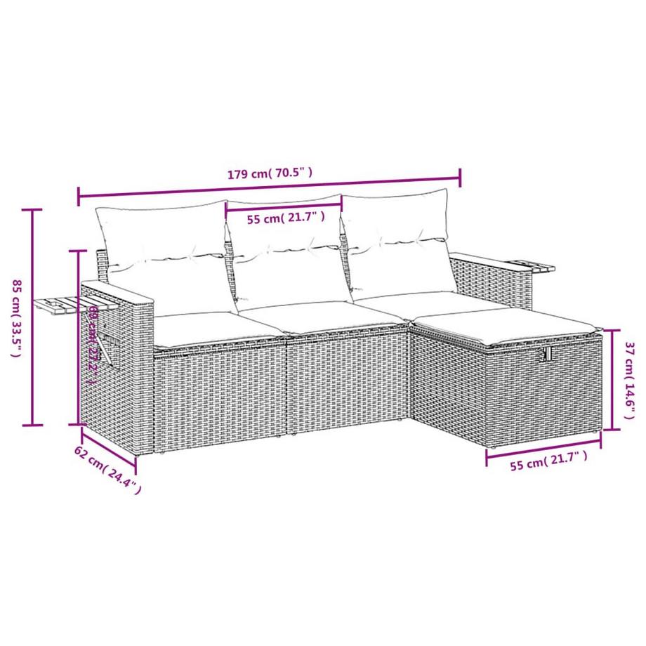 VidaXL set divano da giardino Polirattan  