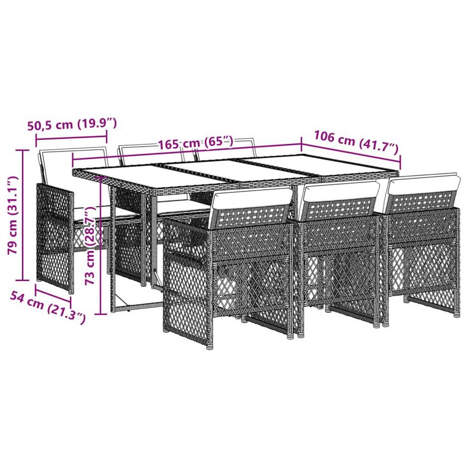 VidaXL Ensemble à manger de jardin rotin synthétique  