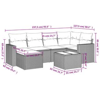 VidaXL Ensemble de canapés de jardin rotin synthétique  