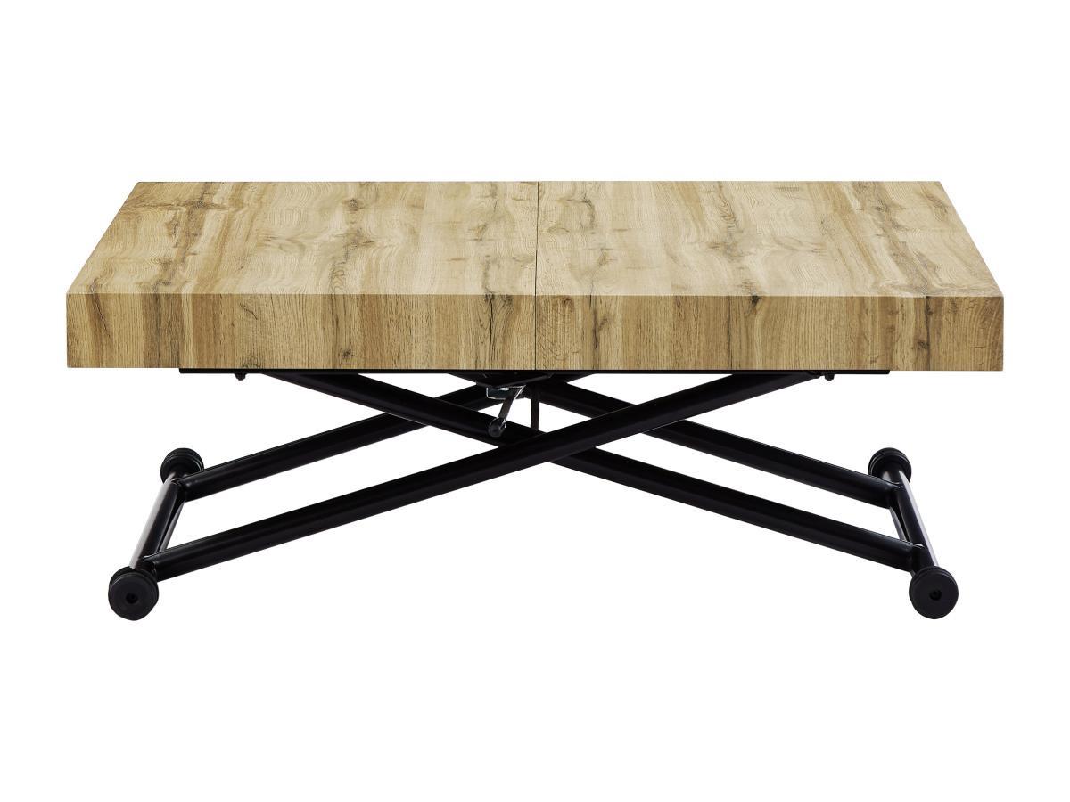 Vente-unique Table extensible et relevable 2 en 1 - MDF et acier - Naturel et noir - MORIALA  
