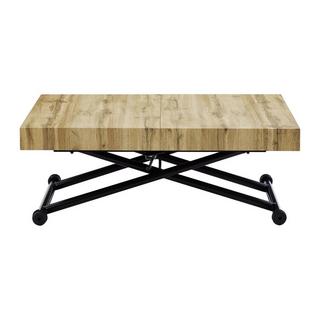 Vente-unique Table extensible et relevable 2 en 1 - MDF et acier - Naturel et noir - MORIALA  