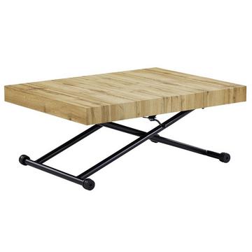 Table extensible et relevable 2 en 1 - MDF et acier - Naturel et noir - MORIALA