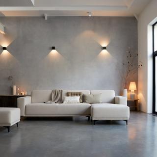 Tikamoon Divano angolare con chaise-longue a destra in tessuto ecru 300 x 150 cm, 5 posti Lars  