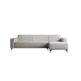 Tikamoon Ecksofa mit Eckelement rechts und ecrufarbenem Stoffbezug 300 x 150 cm ,5-Sitzer Lars  