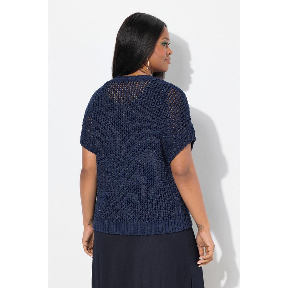 Ulla Popken Pull Paillettes Col Rond Épaules Ultra-Basses  