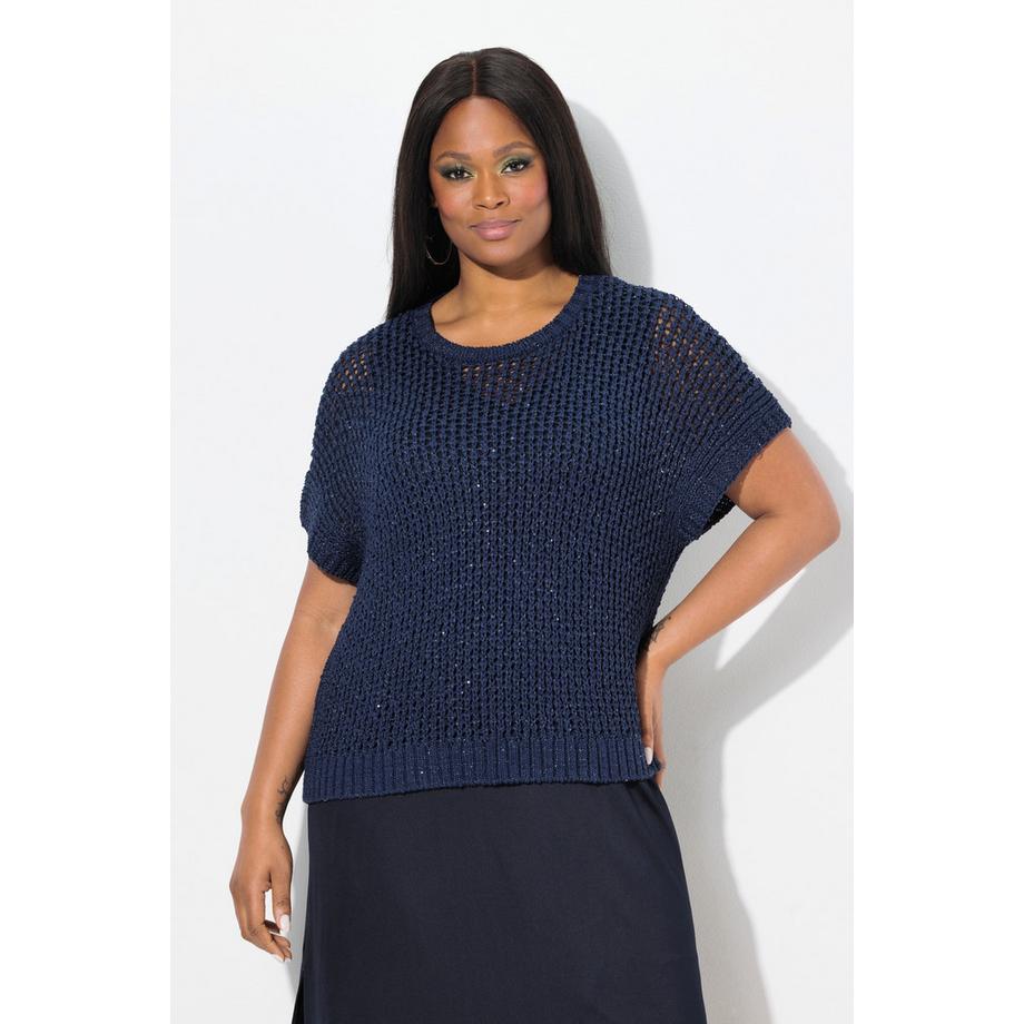 Ulla Popken Pull Paillettes Col Rond Épaules Ultra-Basses  