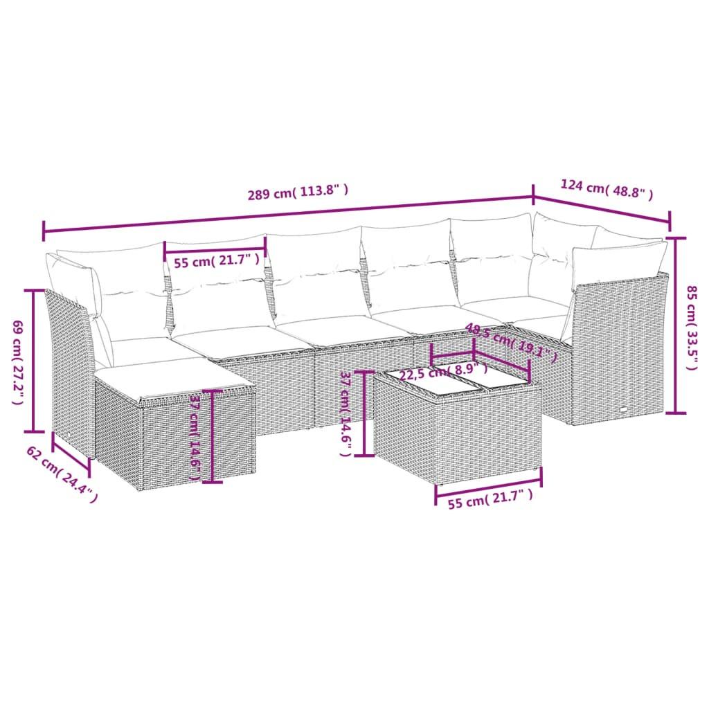 VidaXL set divano da giardino Polirattan  