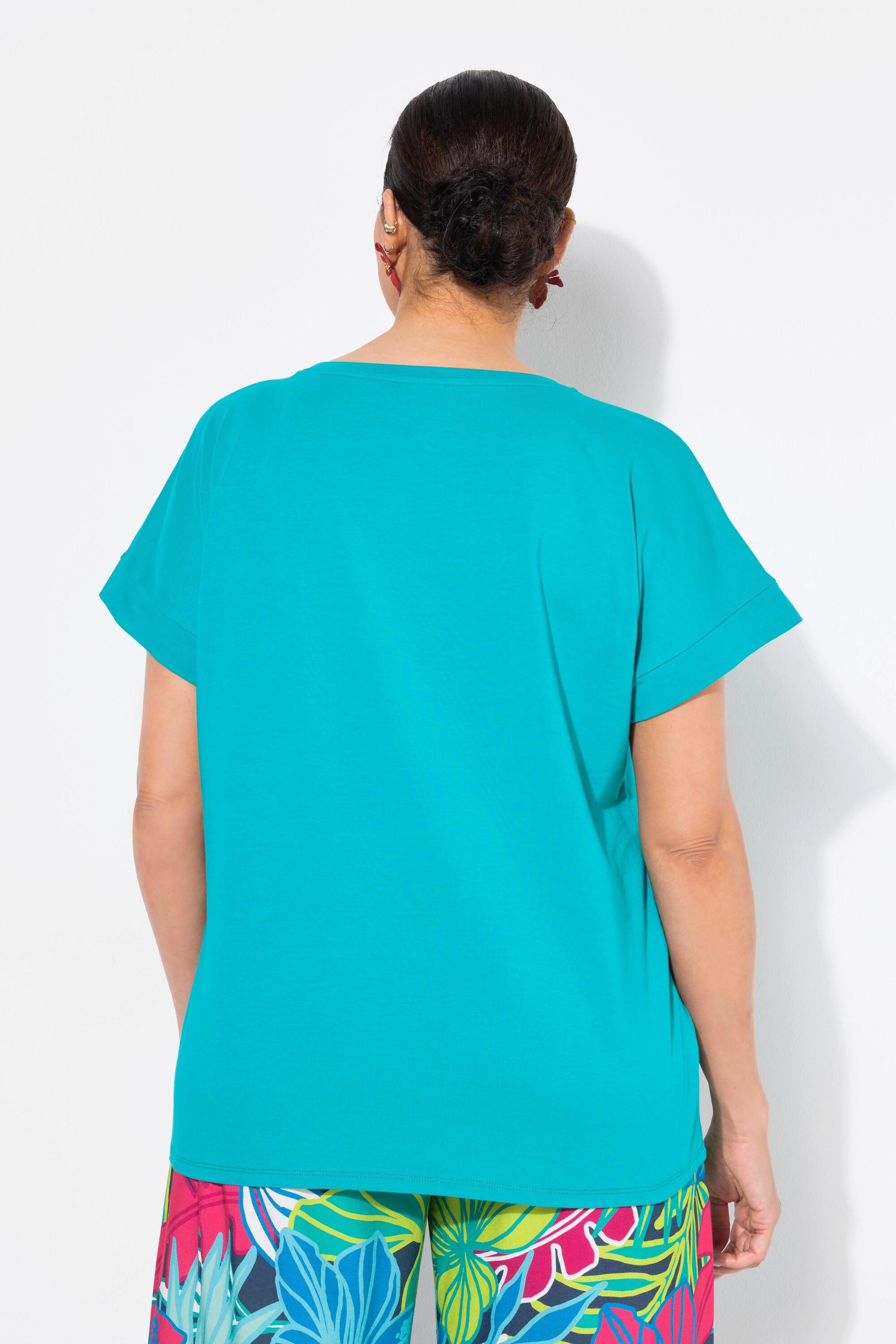 Ulla Popken T-shirt Oversize Fiore Scollo Rotondo Mezze Maniche  