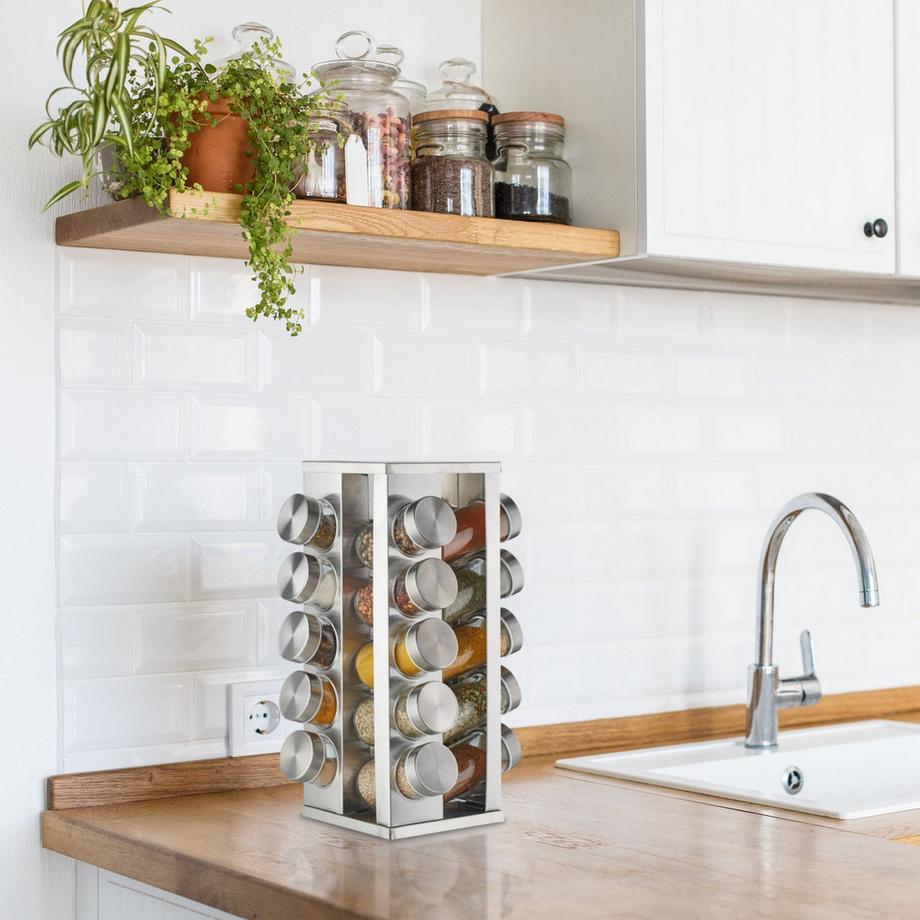 Northix Porta spezie girevole con 20 barattoli per spezie  