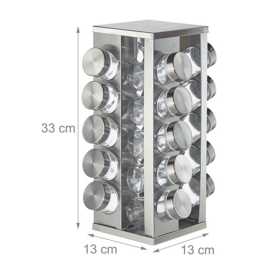 Northix Porta spezie girevole con 20 barattoli per spezie  