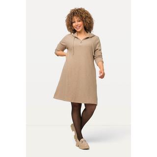 Ulla Popken Robe Midi Molletonnée Structure Gaufre Paillettes Capuche Manches Longues  