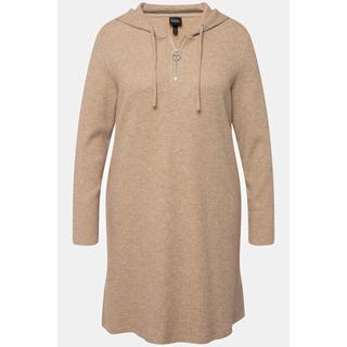 Ulla Popken Robe Midi Molletonnée Structure Gaufre Paillettes Capuche Manches Longues  