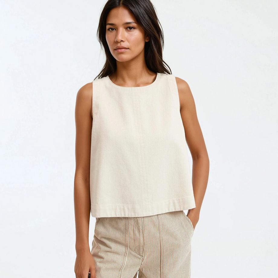 Top sans manches en denim