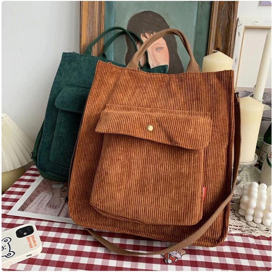 Only-bags.store Corduroy Tote Bag mit Magnetverschluss  