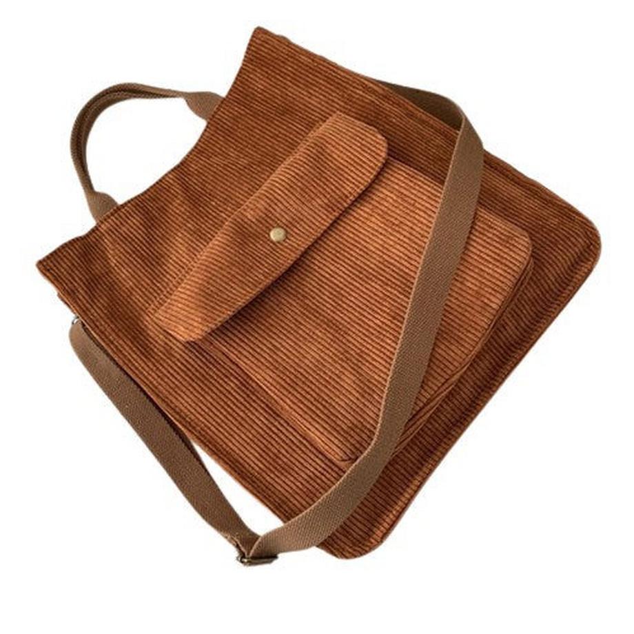 Corduroy Tote Bag mit Magnetverschluss, Retro Tote Bag, Minimalistische Tote Bag
