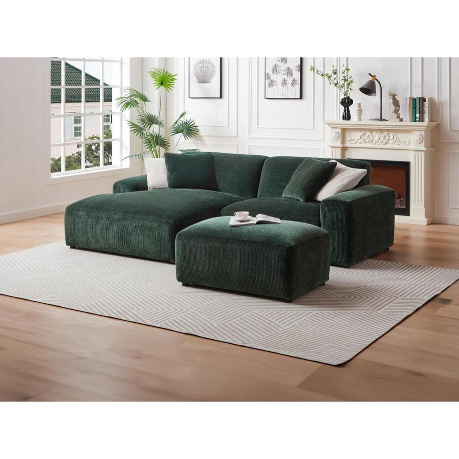 Maison Céphy Ecksofa - Ecke links - Cord - Tannengrün - TIRONO von Maison Céphy  