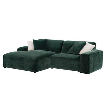 Canapé d'angle gauche en velours côtelé vert sapin TIRONO de Maison Céphy