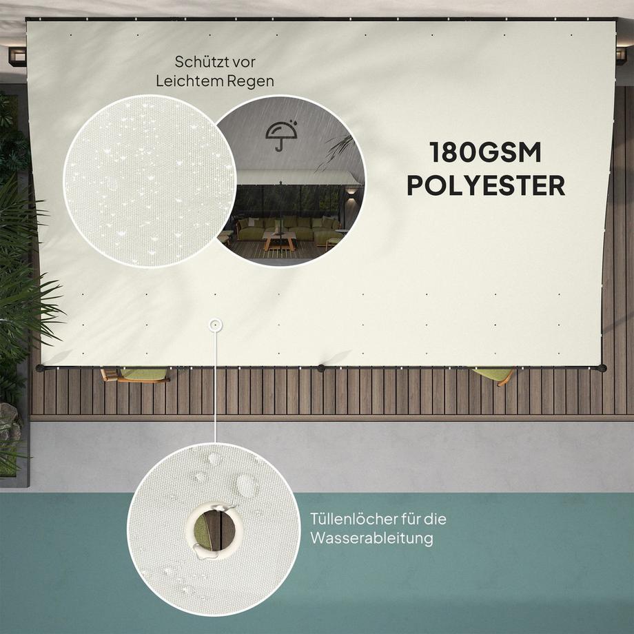 Northio Pergolato aggiuntivo con tetto, tettoia idrorepellente, tettoia da giardino autoportante, tettoia per terrazza, protezione solare per terrazza giardino ca. 3x5x2,5 mt bianco panna  