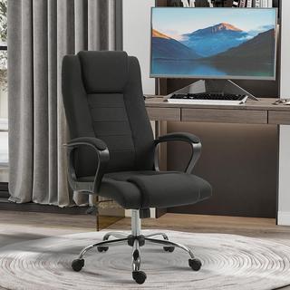 Northio Sedia Da Ufficio Sedia Da Computer Con Funzione Basculante Poggiatesta Ergonomica Girevole Regolabile In Altezza Lino Touch Nero 62 X 62 X 110-119 Cm  
