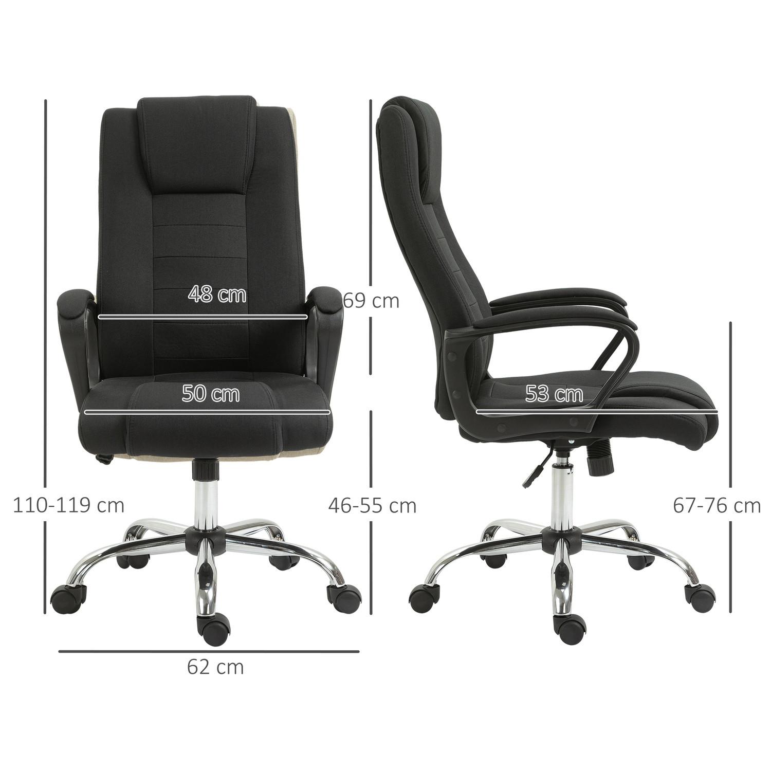 Northio Sedia Da Ufficio Sedia Da Computer Con Funzione Basculante Poggiatesta Ergonomica Girevole Regolabile In Altezza Lino Touch Nero 62 X 62 X 110-119 Cm  