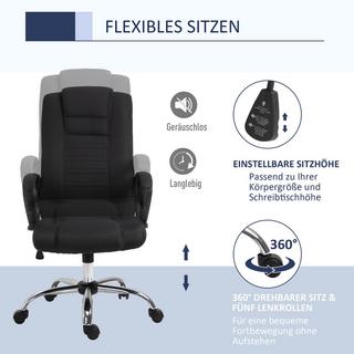 Northio Sedia Da Ufficio Sedia Da Computer Con Funzione Basculante Poggiatesta Ergonomica Girevole Regolabile In Altezza Lino Touch Nero 62 X 62 X 110-119 Cm  