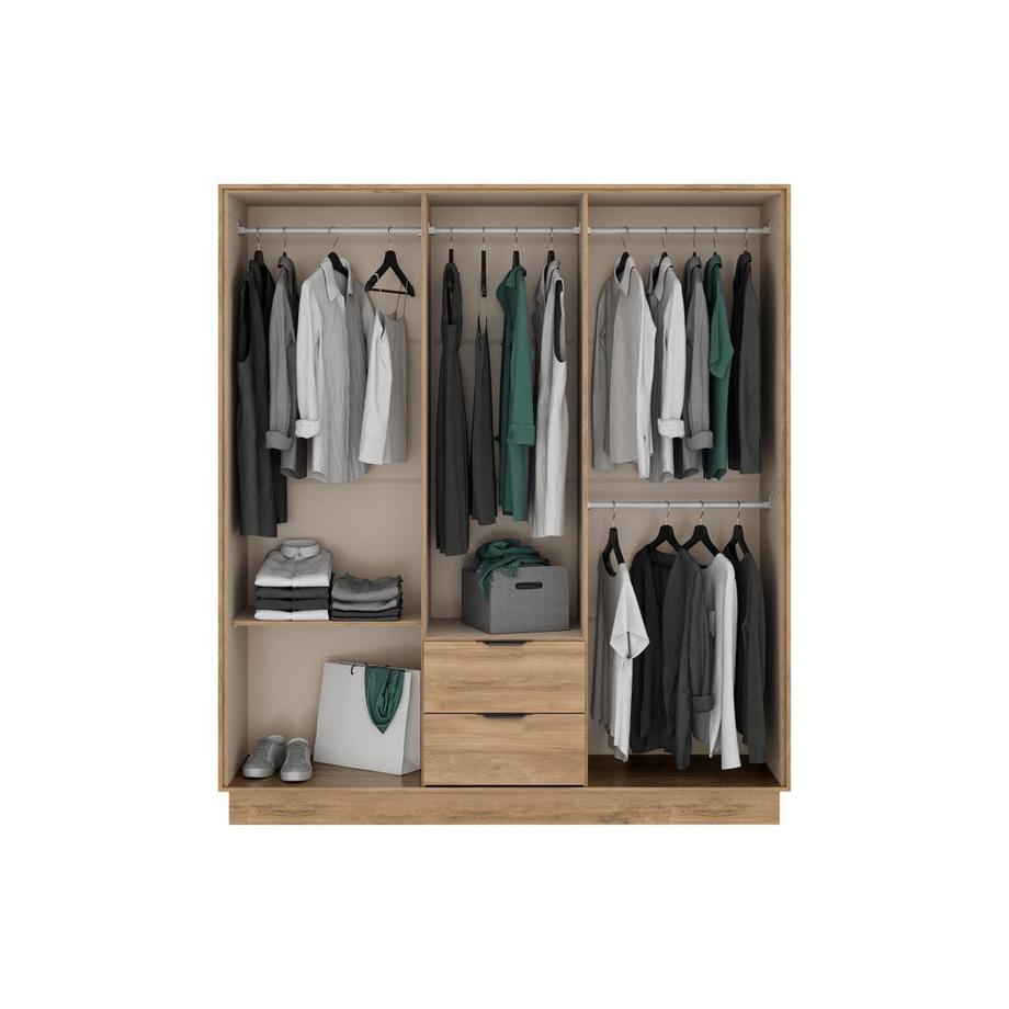 Vente-unique Kleiderschrank mit 6 Türen & 2 Schubladen - B 162 cm - Holzfarben - FEOVA  