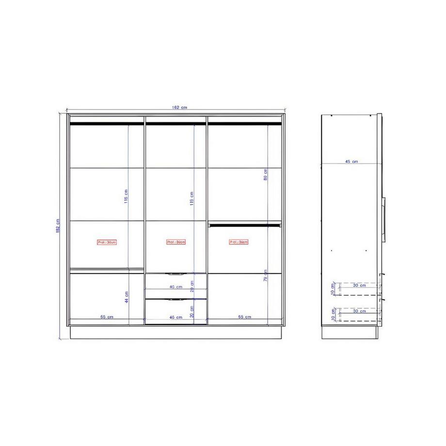 Vente-unique Kleiderschrank mit 6 Türen & 2 Schubladen - B 162 cm - Holzfarben - FEOVA  