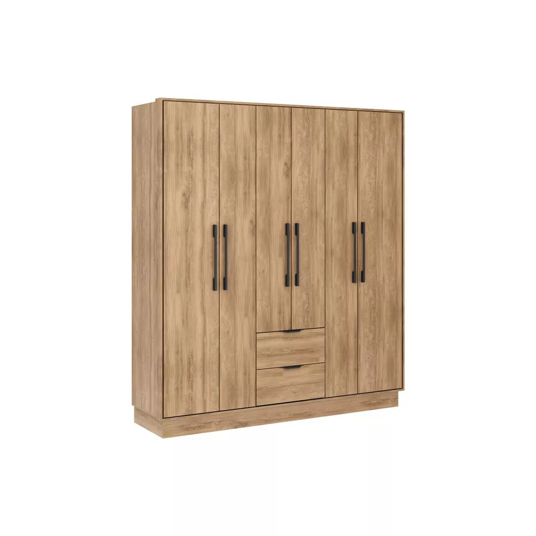 Vente-unique - Armoire 6 portes et 2 tiroirs - L162 cm - Coloris : Naturel - feova