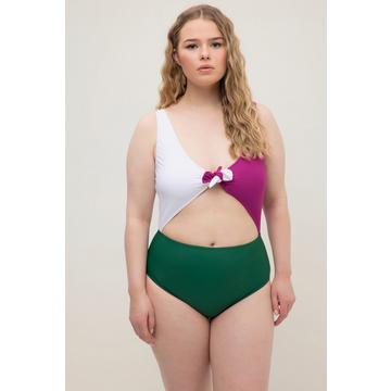 Maillot de bain, bonnets paddés, tricolore, découpe, nœud fantaisie