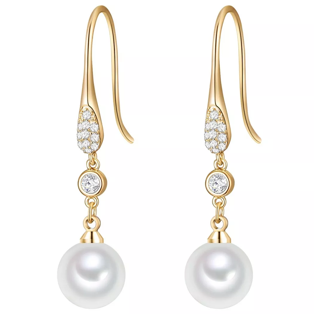 Lulu & Jane - Perlen-Ohrhänger, 43mm, Gold