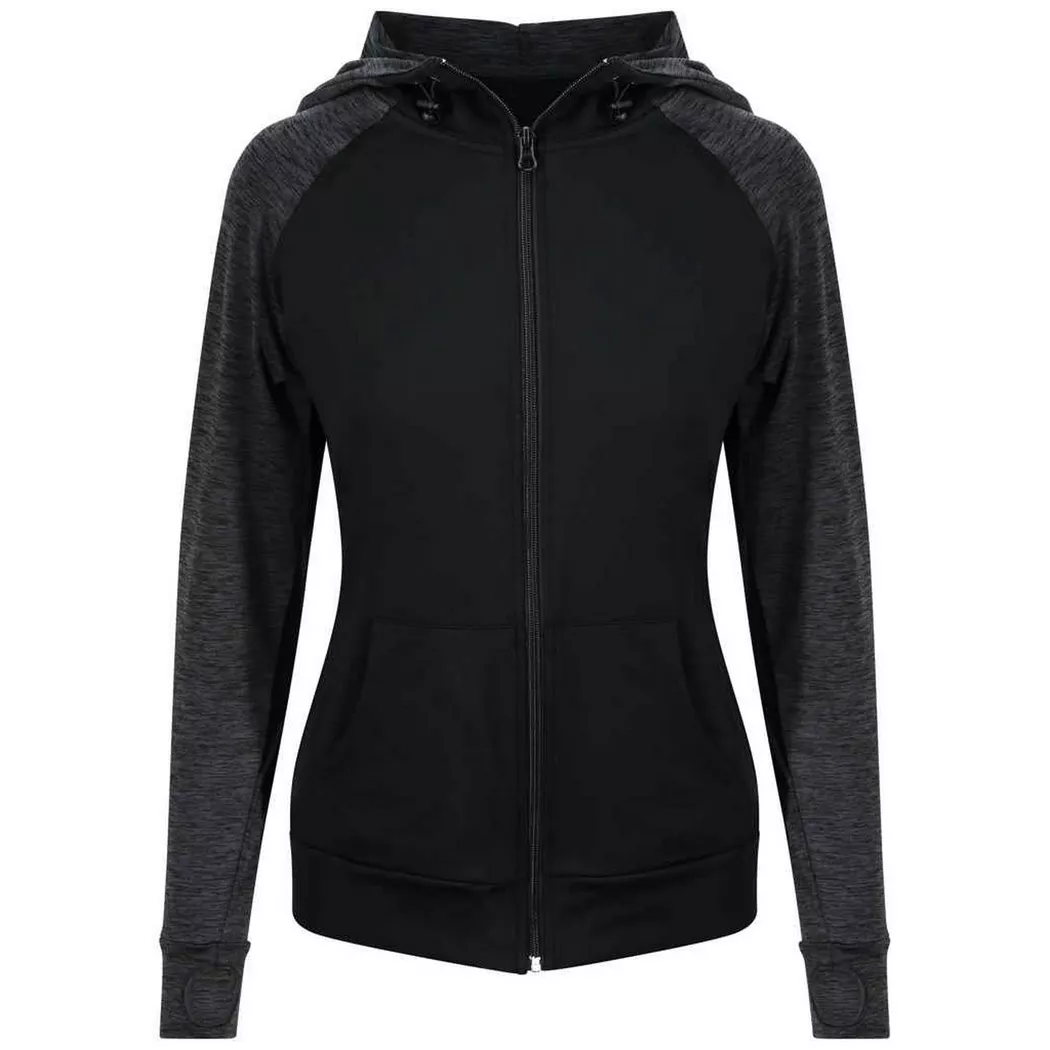 AWDis - Zoodie Hoodie Mit Durchgehendem Reißverschluss, für Damen, Schwarz, Größe S