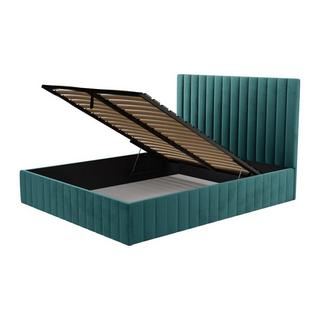 PASCAL MORABITO Bett mit Bettkasten & Bett-Kopfteil - Samt - 180 x 200 cm - Blaugrün - LARALI von Pascal Morabito  