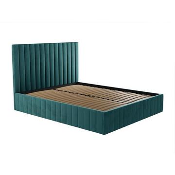 Bett mit Bettkasten & Bett-Kopfteil - Samt - 180 x 200 cm - Blaugrün - LARALI von Pascal Morabito