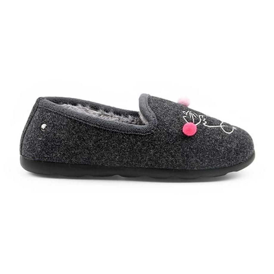 isotoner Filz Pantoffeln mit Pompons  
