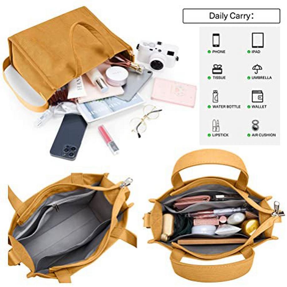 Only-bags.store Sac à bandoulière en velours côtelé avec fermeture éclair Sac à main Shopper  