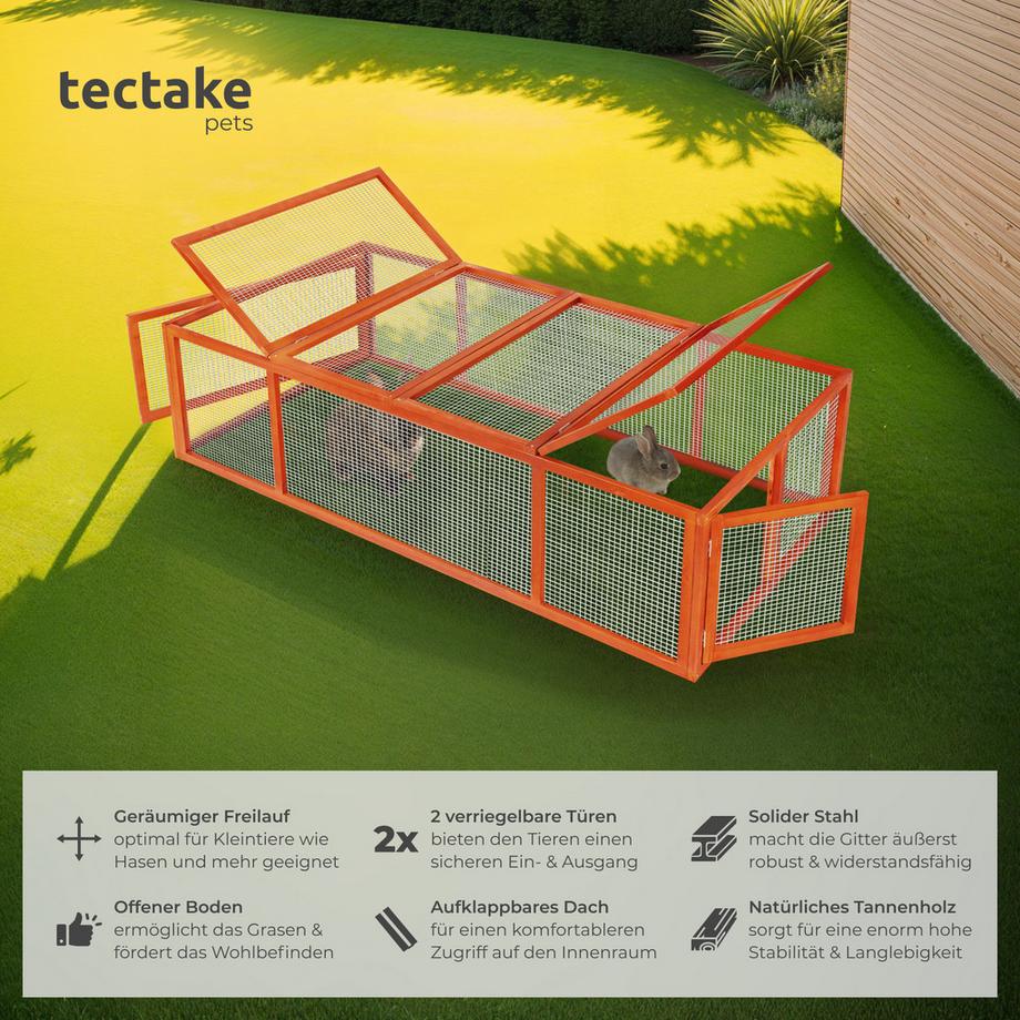 Tectake  Hasenstall Mandy aus Holz mit 2 Dachöffnungen 
