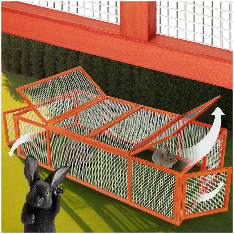 Tectake  Hasenstall Mandy aus Holz mit 2 Dachöffnungen 