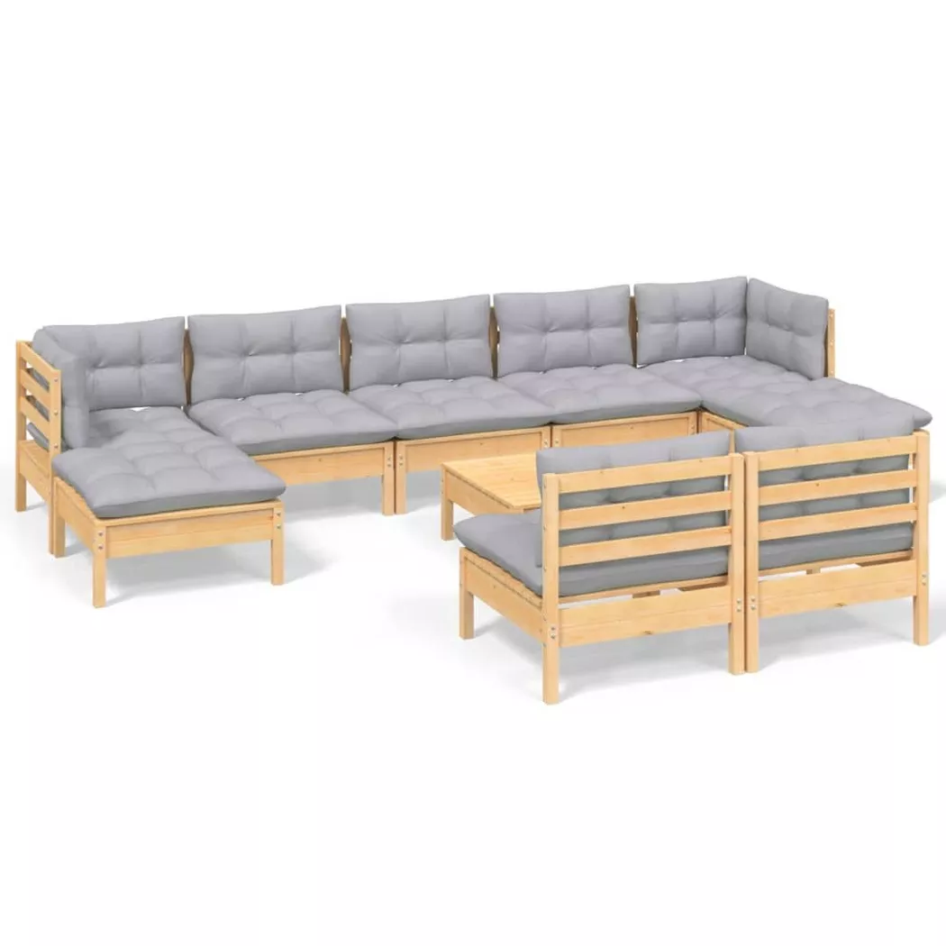 VidaXL - Salon de jardin bois de pin, One Size, Gris