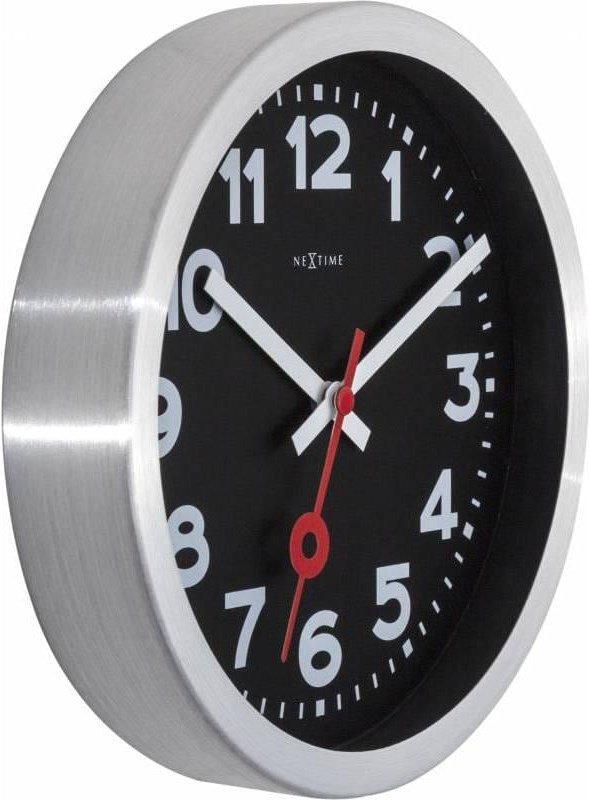 NeXtime Wanduhr Station Schwarz 35cm Durchmesser 35 x 4.5 cm  