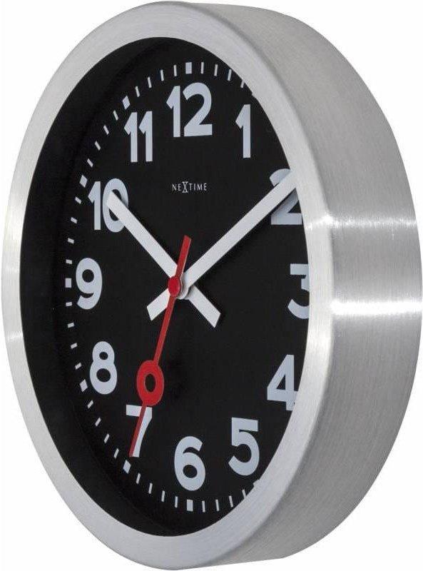 NeXtime Wanduhr Station Schwarz 35cm Durchmesser 35 x 4.5 cm  