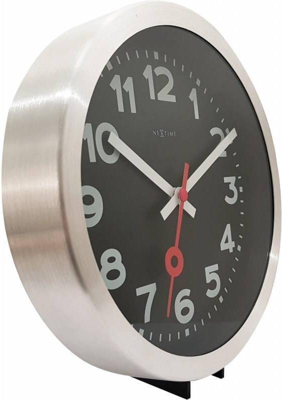 NeXtime Wanduhr Station Schwarz 35cm Durchmesser 35 x 4.5 cm  