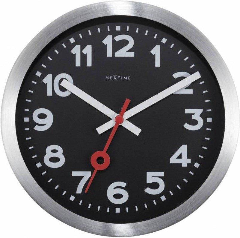 NeXtime Wanduhr Station Schwarz 35cm Durchmesser 35 x 4.5 cm  