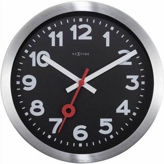 NeXtime Wanduhr Station Schwarz 35cm Durchmesser 35 x 4.5 cm  
