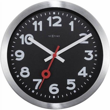 NeXtime Wanduhr Station Schwarz 35cm Durchmesser 35 x 4.5 cm  